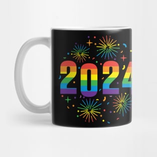 Happy New Year 2024 LGBTQ rainbow design Mug